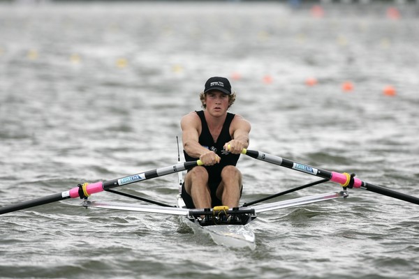 Graham Oberlin Brown establishing a comfortable lead in his semi final of the lightweight single scull